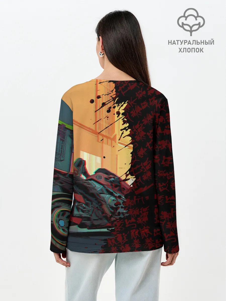 Лонгслив женский. Хлопок / Киберпанк