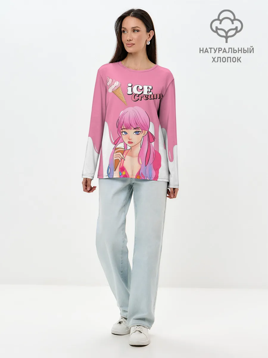 Лонгслив женский. Хлопок / BLACKPINK Ice Cream