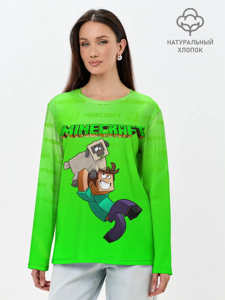 Лонгслив женский. Хлопок / Minecraft