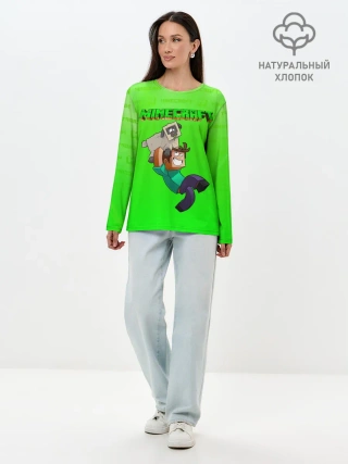 Лонгслив женский. Хлопок / Minecraft