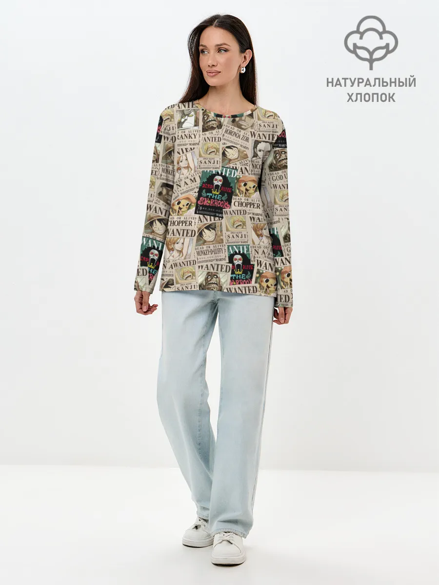 Лонгслив женский. Хлопок / Ван пис