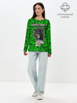 Лонгслив женский. Хлопок / Minecraft