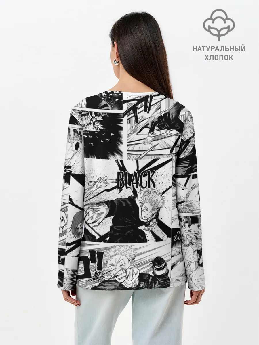 Лонгслив женский. Хлопок / Магическая битва манга