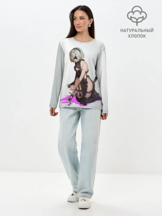 Лонгслив женский. Хлопок / NIER AUTOMATA / 2B