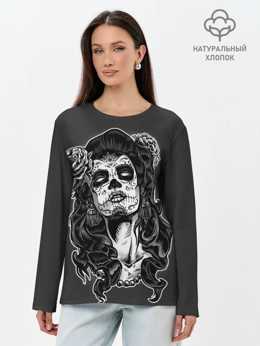 Лонгслив женский. Хлопок / Санта Муэрте