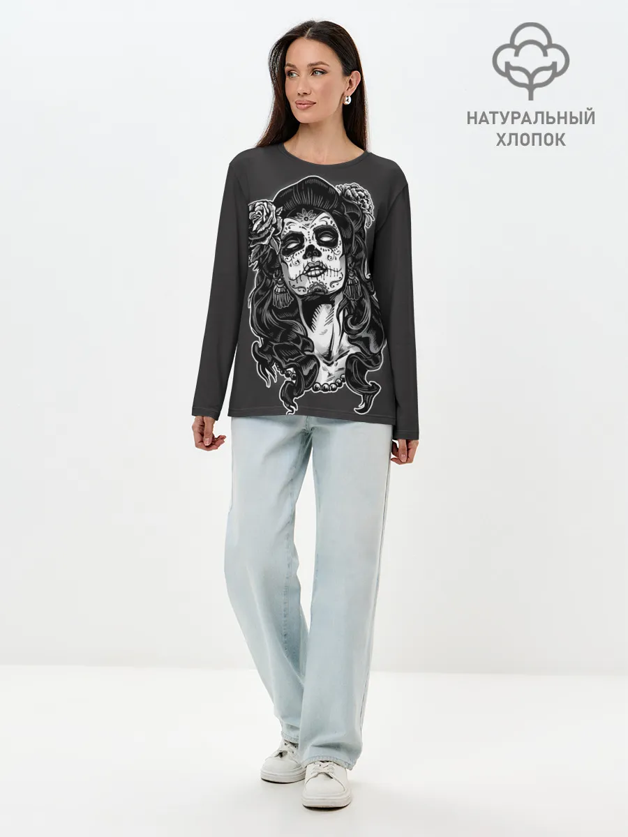 Лонгслив женский. Хлопок / Санта Муэрте