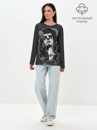 Лонгслив женский. Хлопок / Санта Муэрте