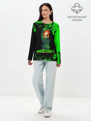 Лонгслив женский. Хлопок / Minecraft