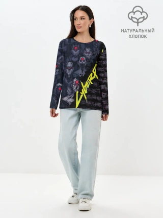 Лонгслив женский. Хлопок / Cyberpunk 2077