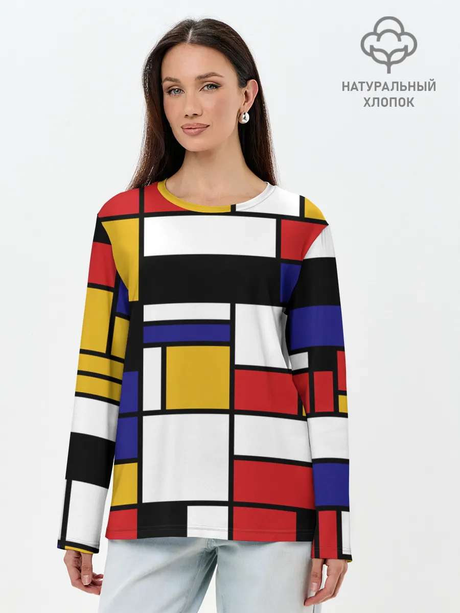 Лонгслив женский. Хлопок / Color blocking