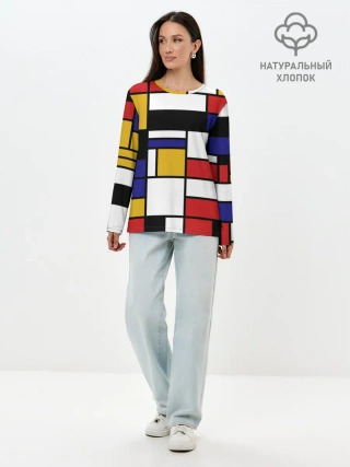Лонгслив женский. Хлопок / Color blocking