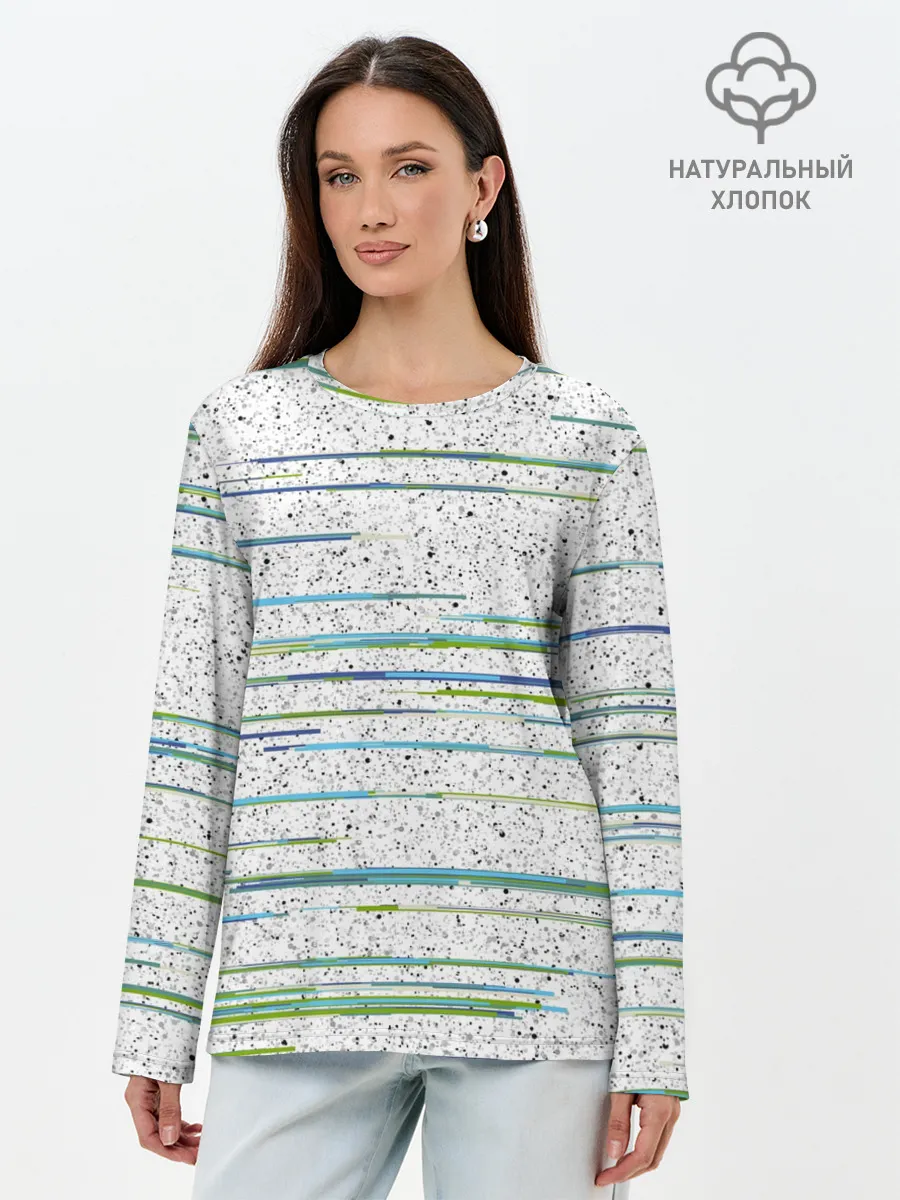 Лонгслив женский. Хлопок / Абстракция