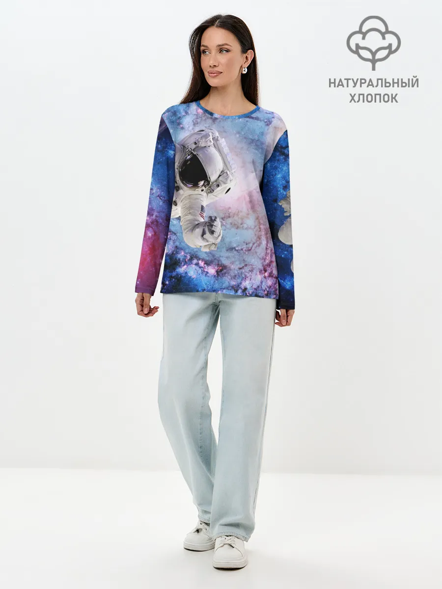 Лонгслив женский. Хлопок / Космонавт