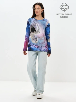 Лонгслив женский. Хлопок / Космонавт