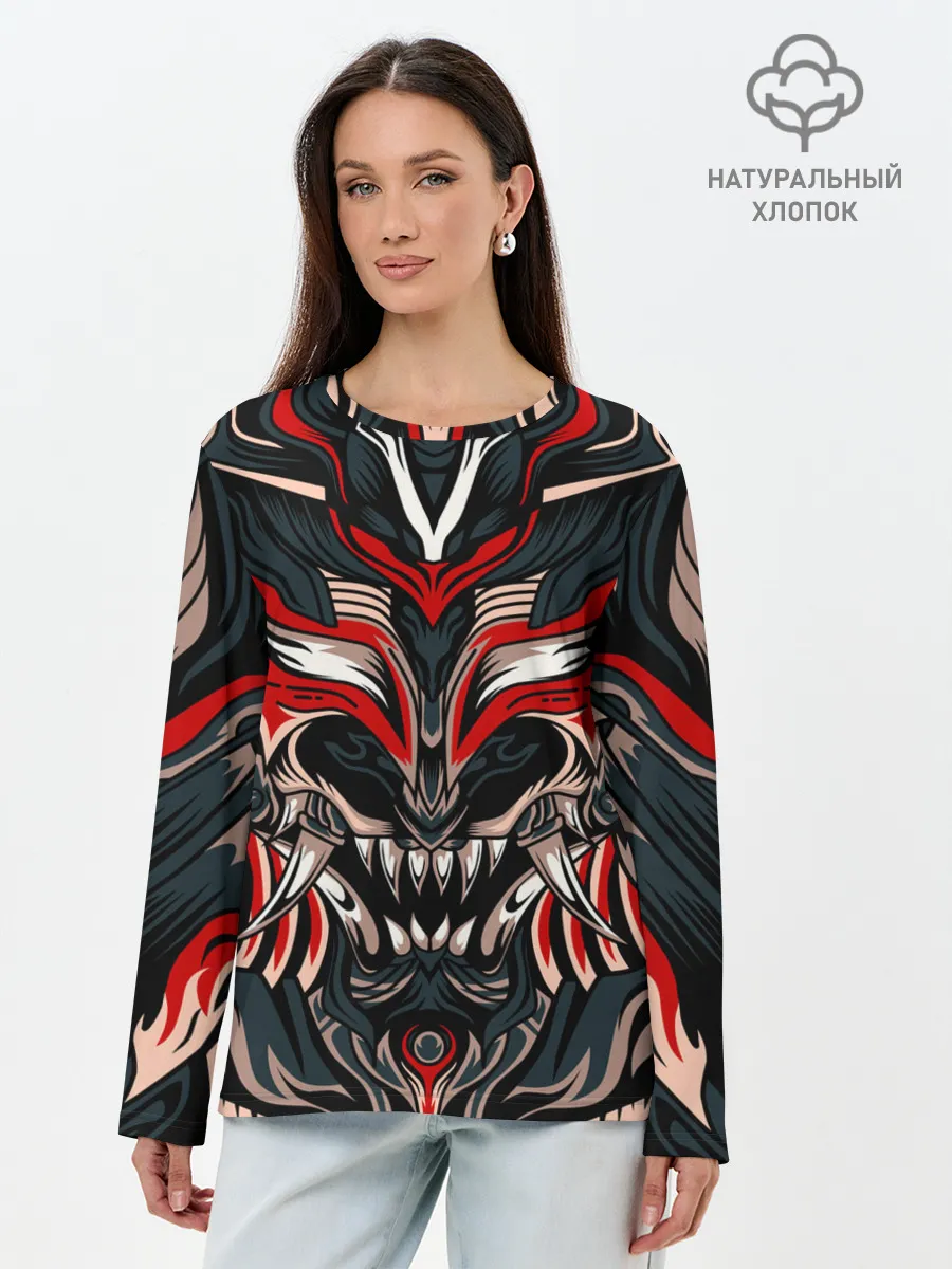 Лонгслив женский. Хлопок / Черный самурай