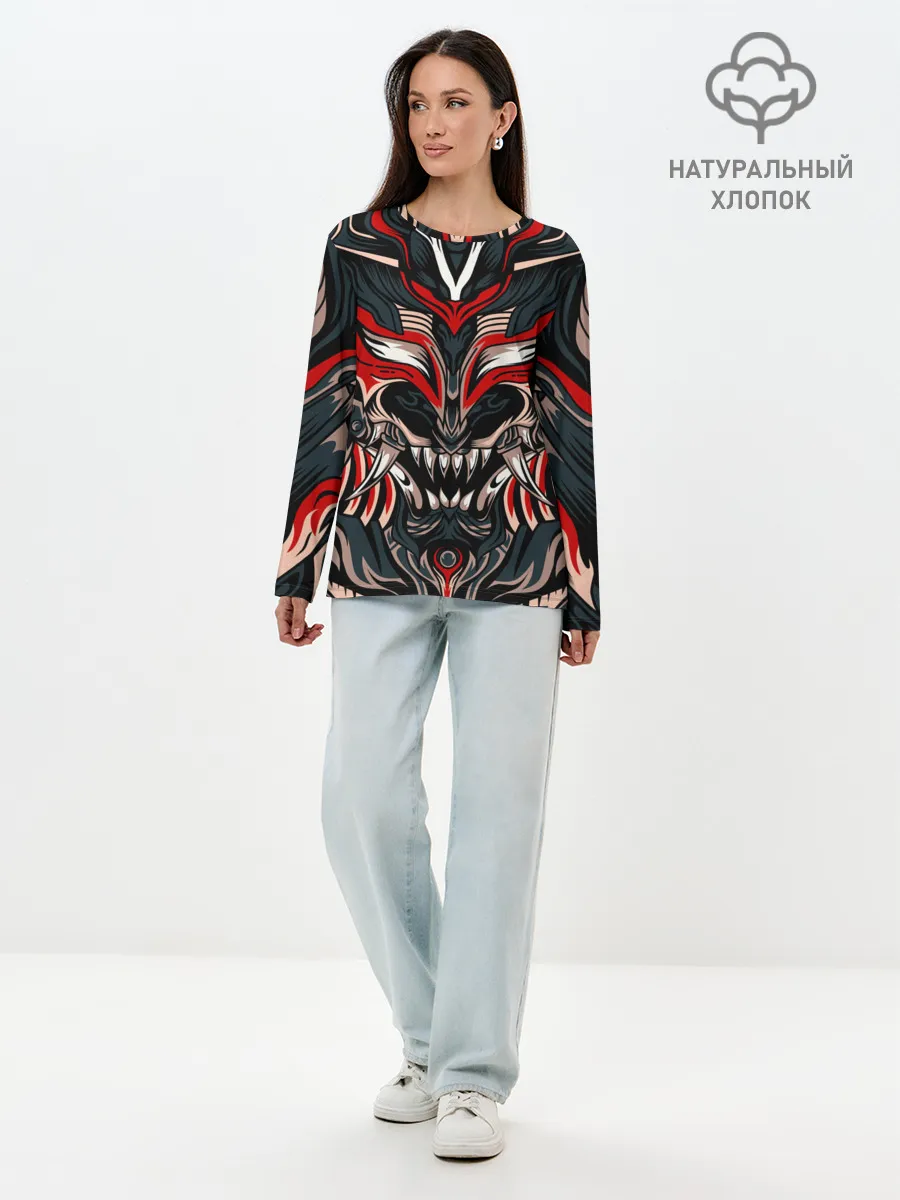 Лонгслив женский. Хлопок / Черный самурай