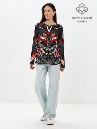 Лонгслив женский. Хлопок / Черный самурай