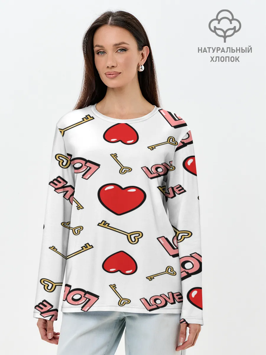 Лонгслив женский. Хлопок / Valentines Day