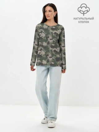 Лонгслив женский. Хлопок / Классический камуфляж