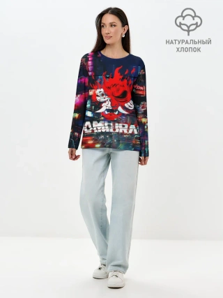 Лонгслив женский. Хлопок / Киберпанк 2077 глитч