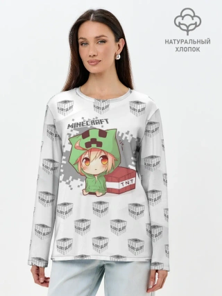 Лонгслив женский. Хлопок / Minecraft