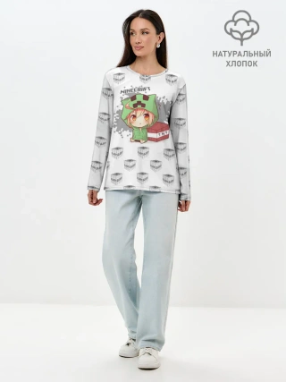 Лонгслив женский. Хлопок / Minecraft