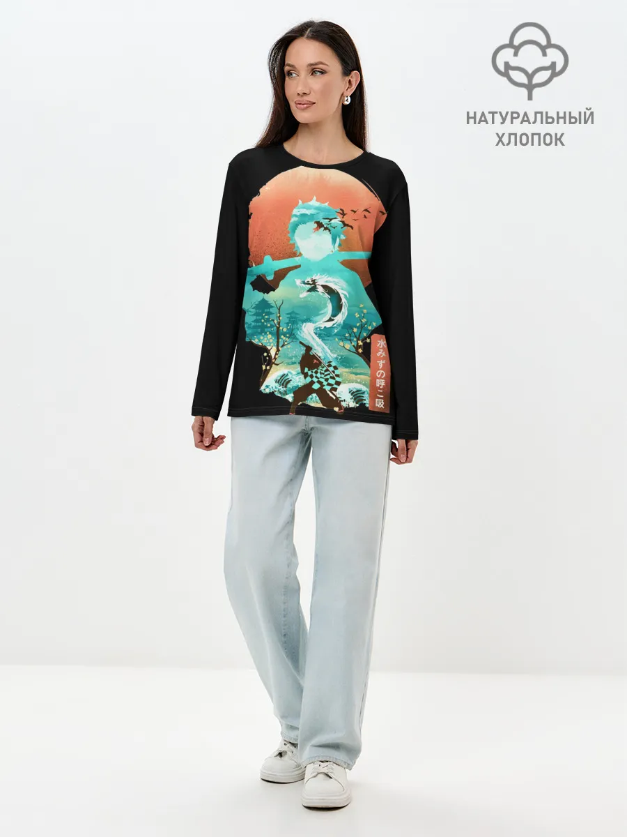 Лонгслив женский. Хлопок / Танджиро