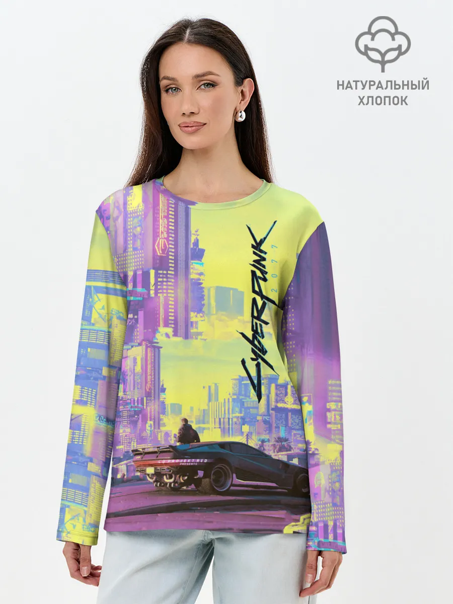 Лонгслив женский. Хлопок / Cyberpunk 2077