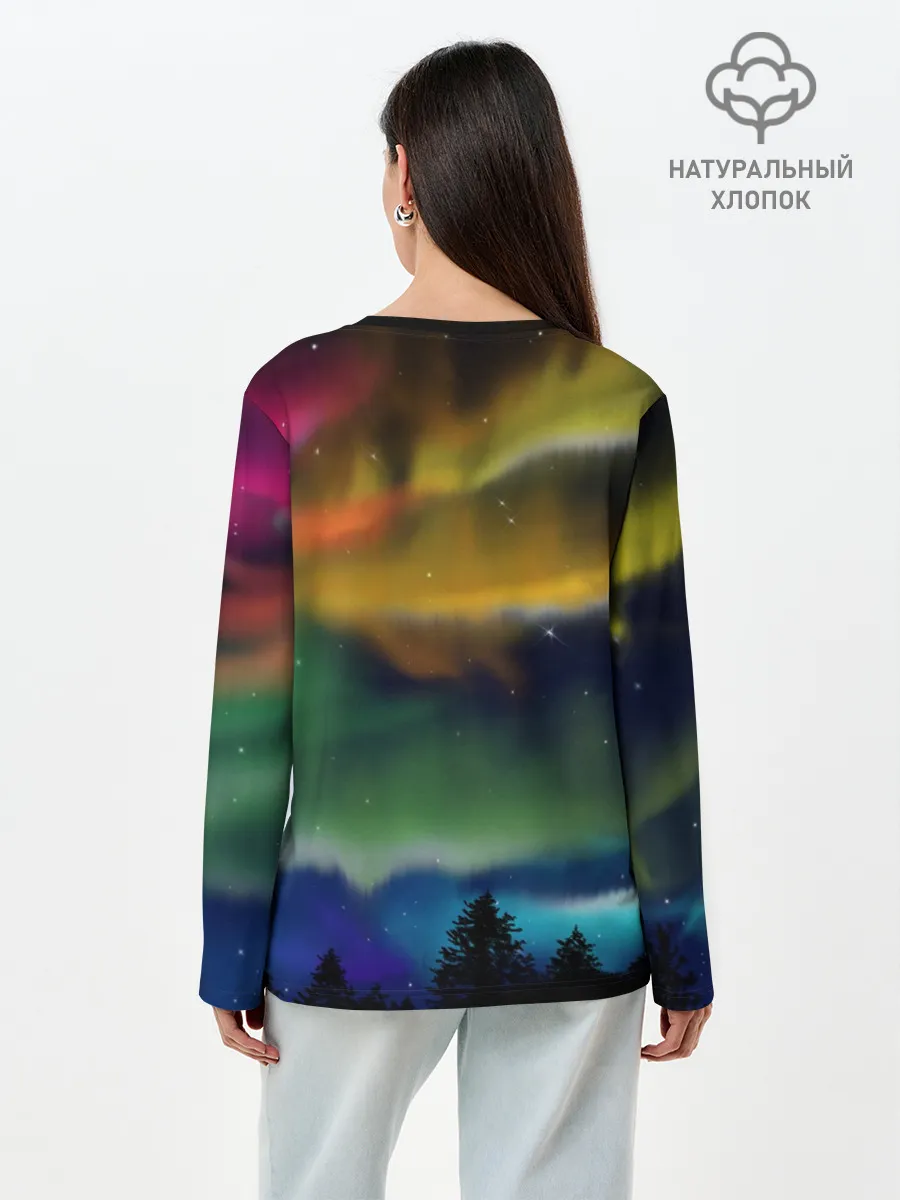 Лонгслив женский. Хлопок / Северное сияние