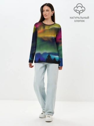 Лонгслив женский. Хлопок / Северное сияние
