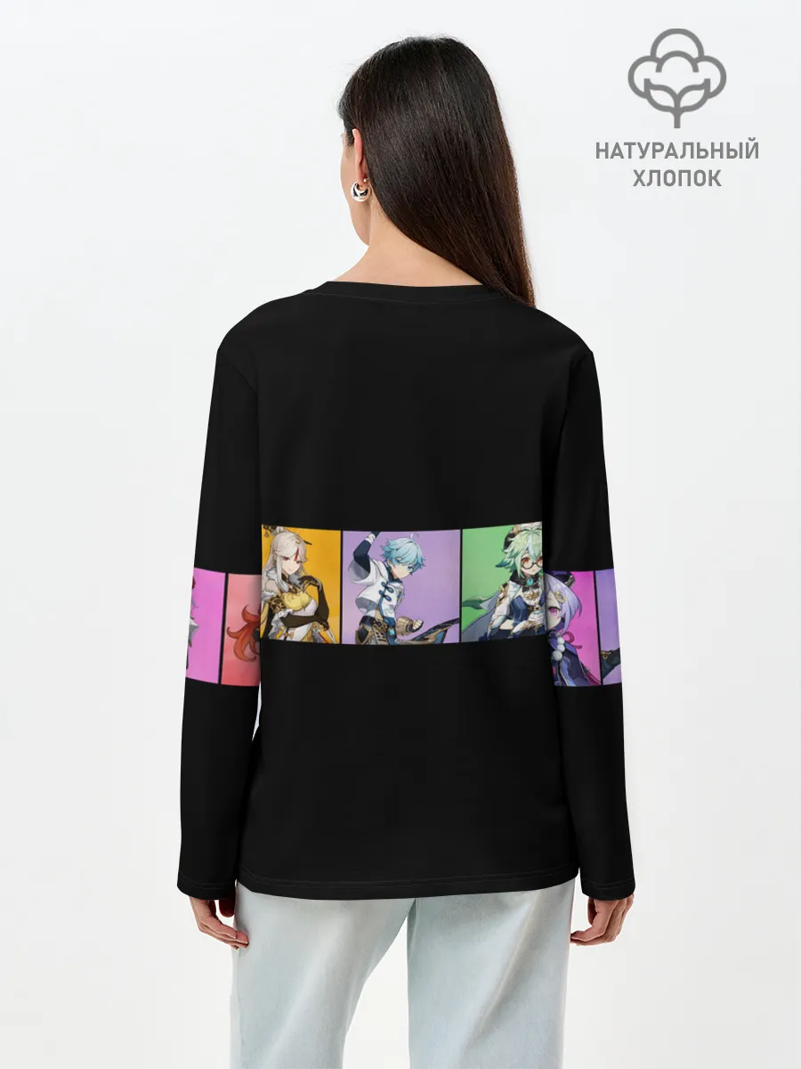 Лонгслив женский. Хлопок / Genshin Impact - Полоса