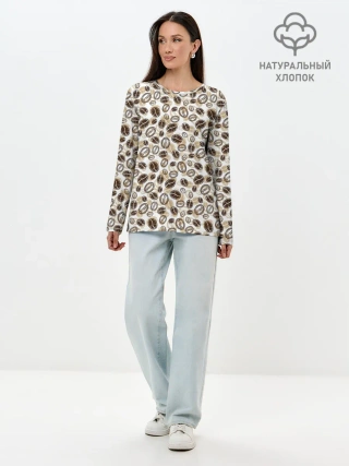 Лонгслив женский. Хлопок / Кофе