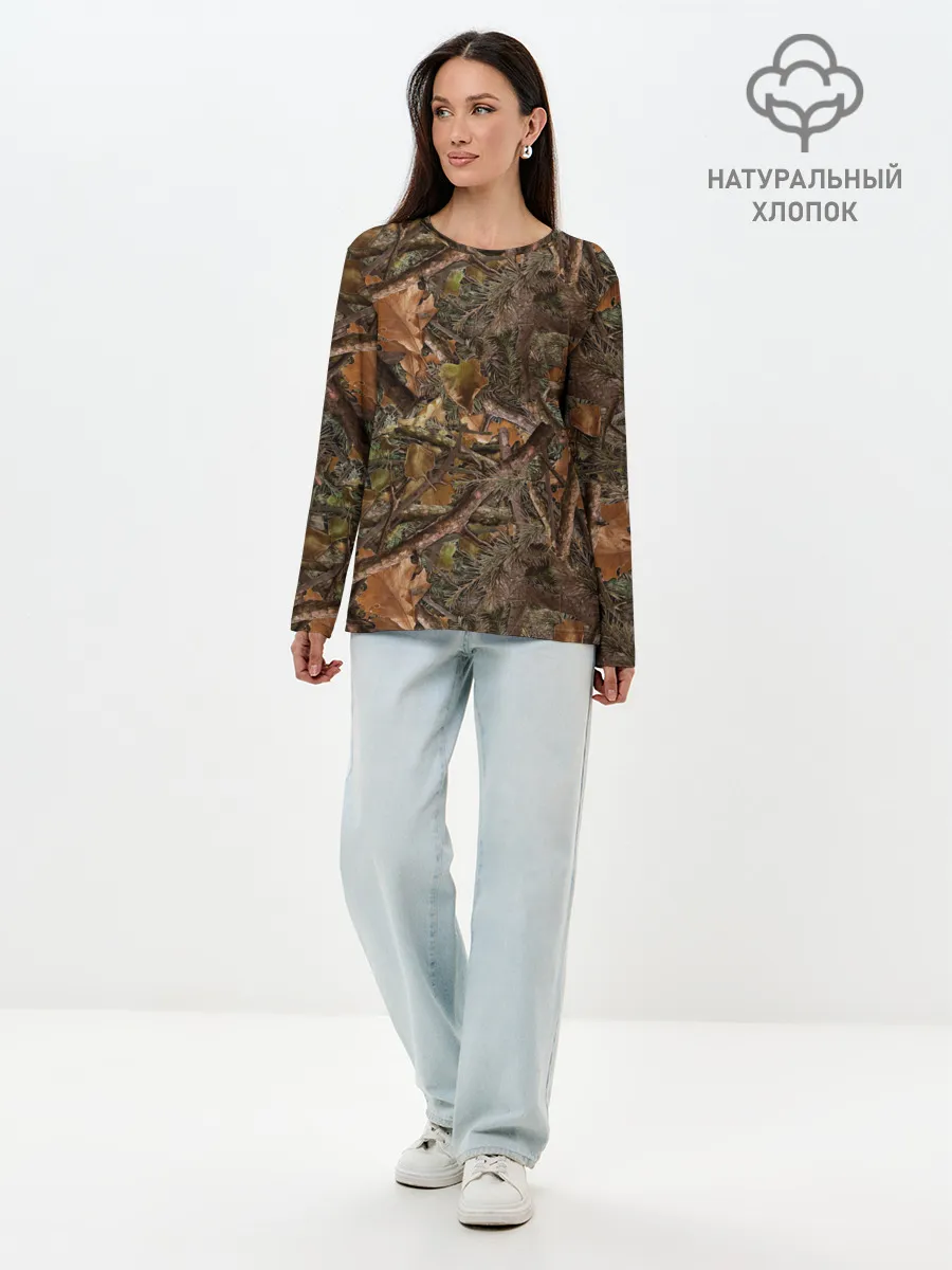 Лонгслив женский. Хлопок / Охотничий камуфляж