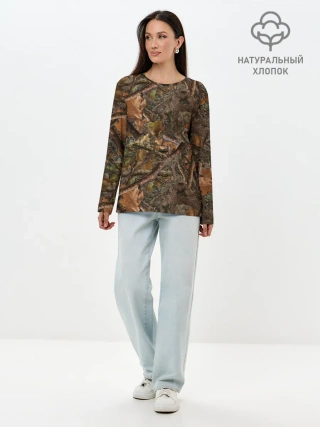 Лонгслив женский. Хлопок / Охотничий камуфляж