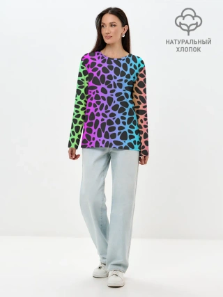 Лонгслив женский. Хлопок / Неоновый градиент