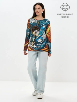 Лонгслив женский. Хлопок / Танджиро Камадо Клинок демонов