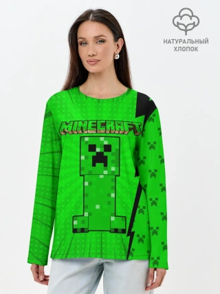 Лонгслив женский. Хлопок / Minecraft