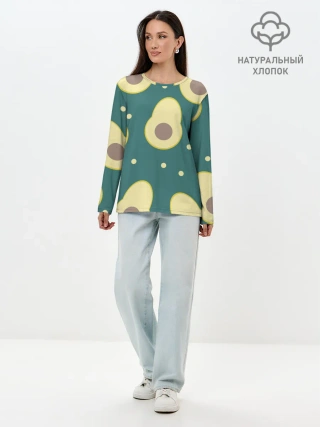Лонгслив женский. Хлопок / Авокадо