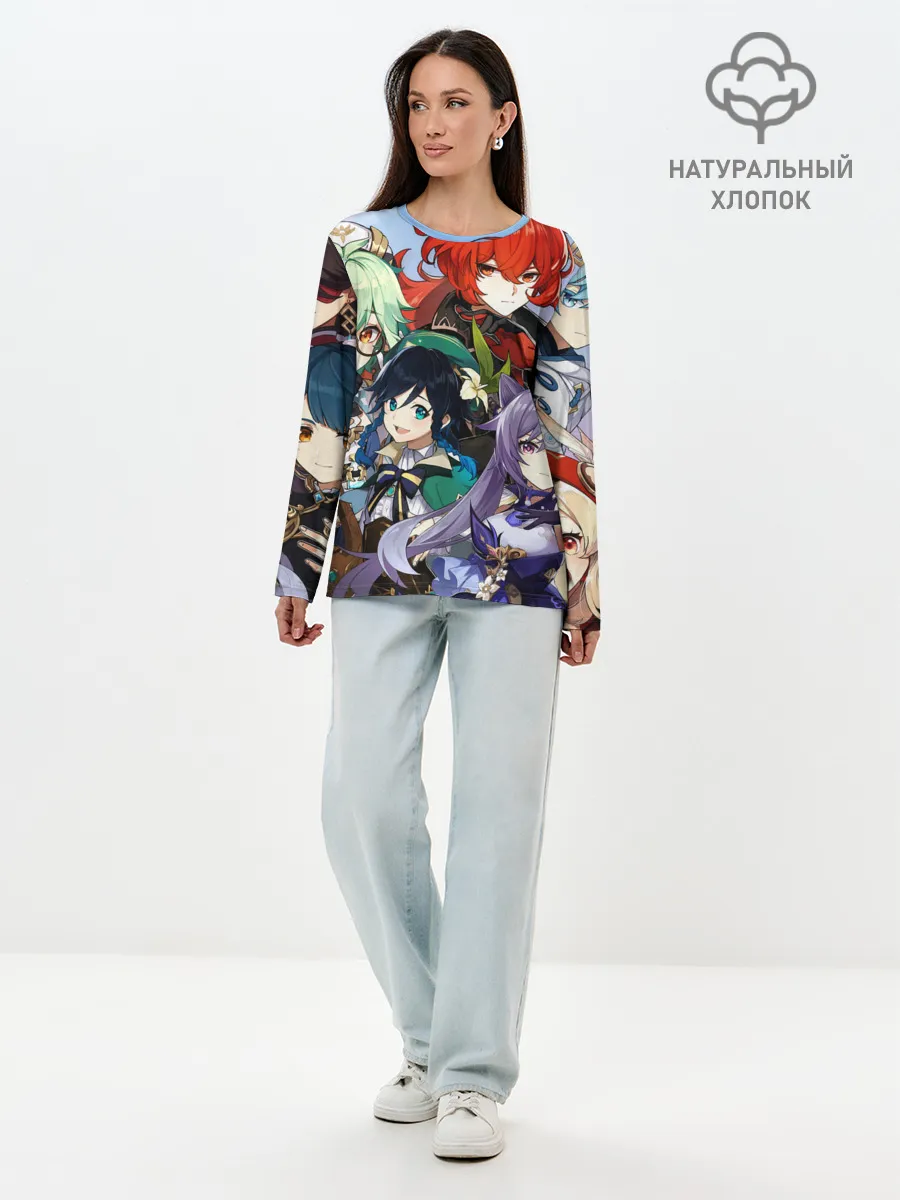 Лонгслив женский. Хлопок / Персонажи Genshin Impact