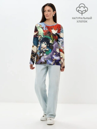 Лонгслив женский. Хлопок / Персонажи Genshin Impact