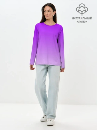 Лонгслив женский. Хлопок / Фиолетовый космос