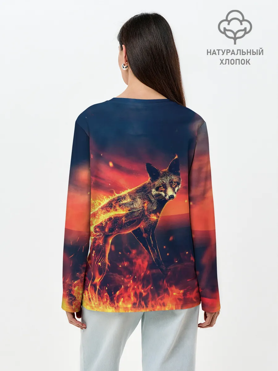 Лонгслив женский. Хлопок / Огненная лиса