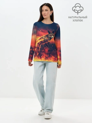 Лонгслив женский. Хлопок / Огненная лиса