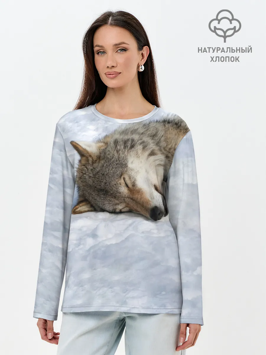 Лонгслив женский. Хлопок / Спящий Волк