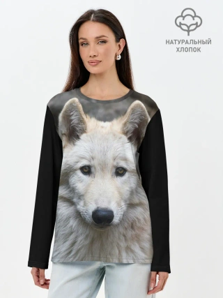 Лонгслив женский. Хлопок / Волк