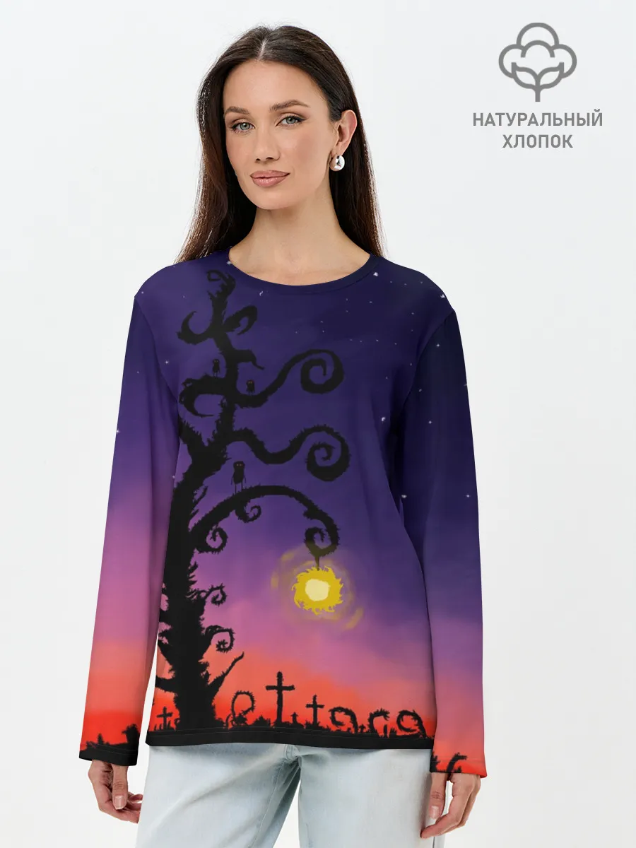Лонгслив женский. Хлопок / Ночь