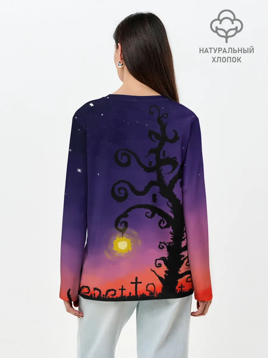 Лонгслив женский. Хлопок / Ночь