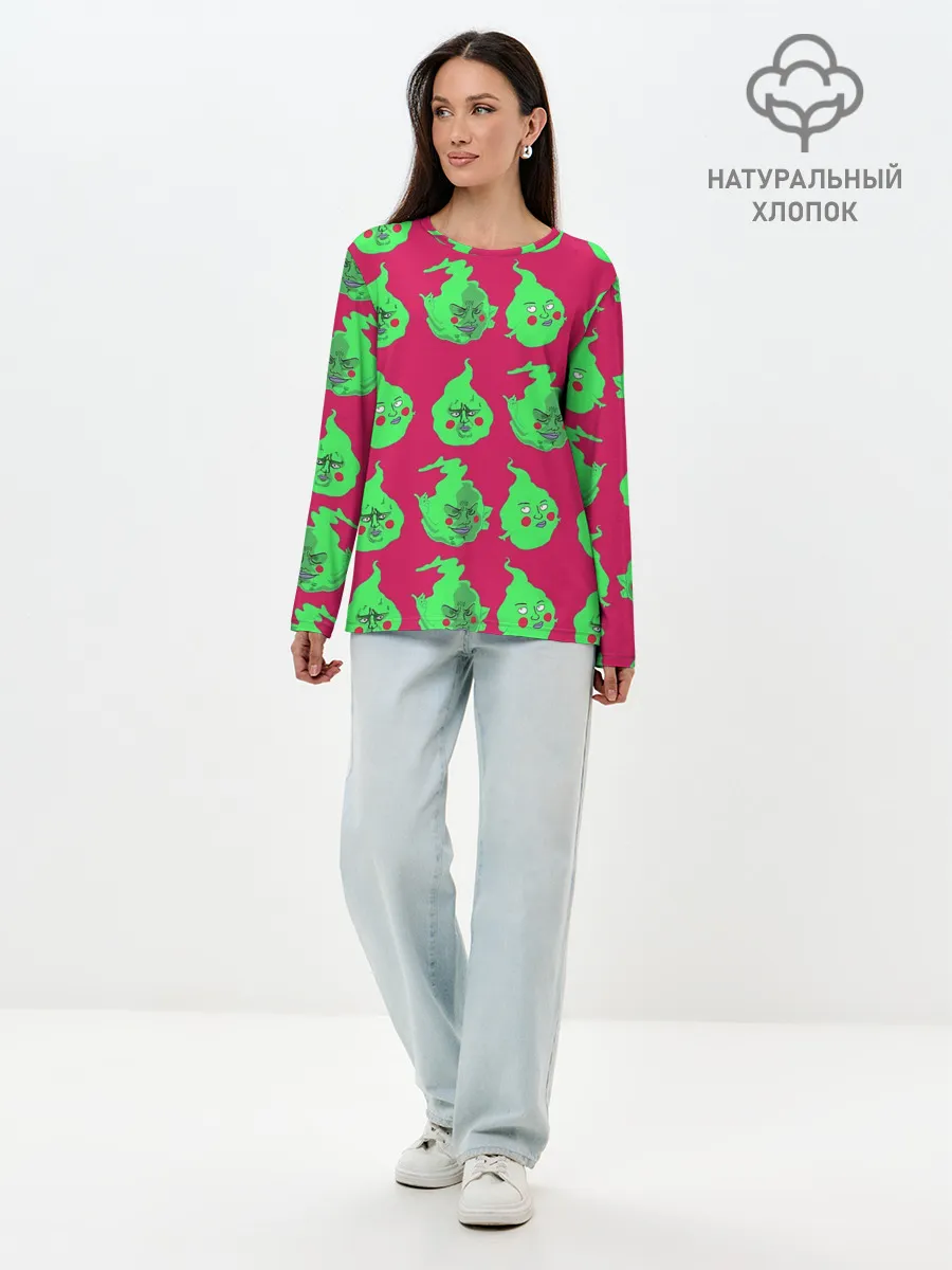 Лонгслив женский. Хлопок / Моб Психо 100