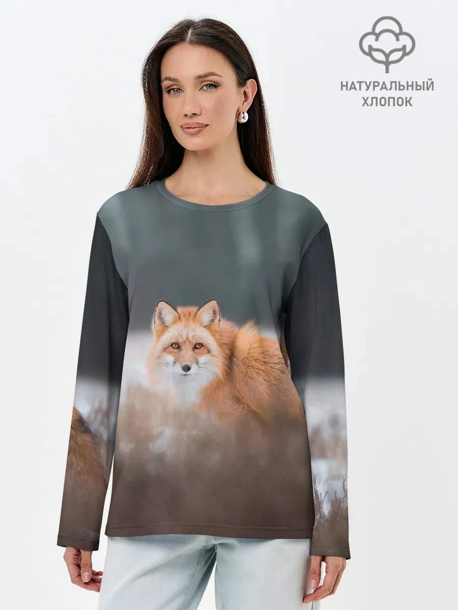 Лонгслив женский. Хлопок / Лиса