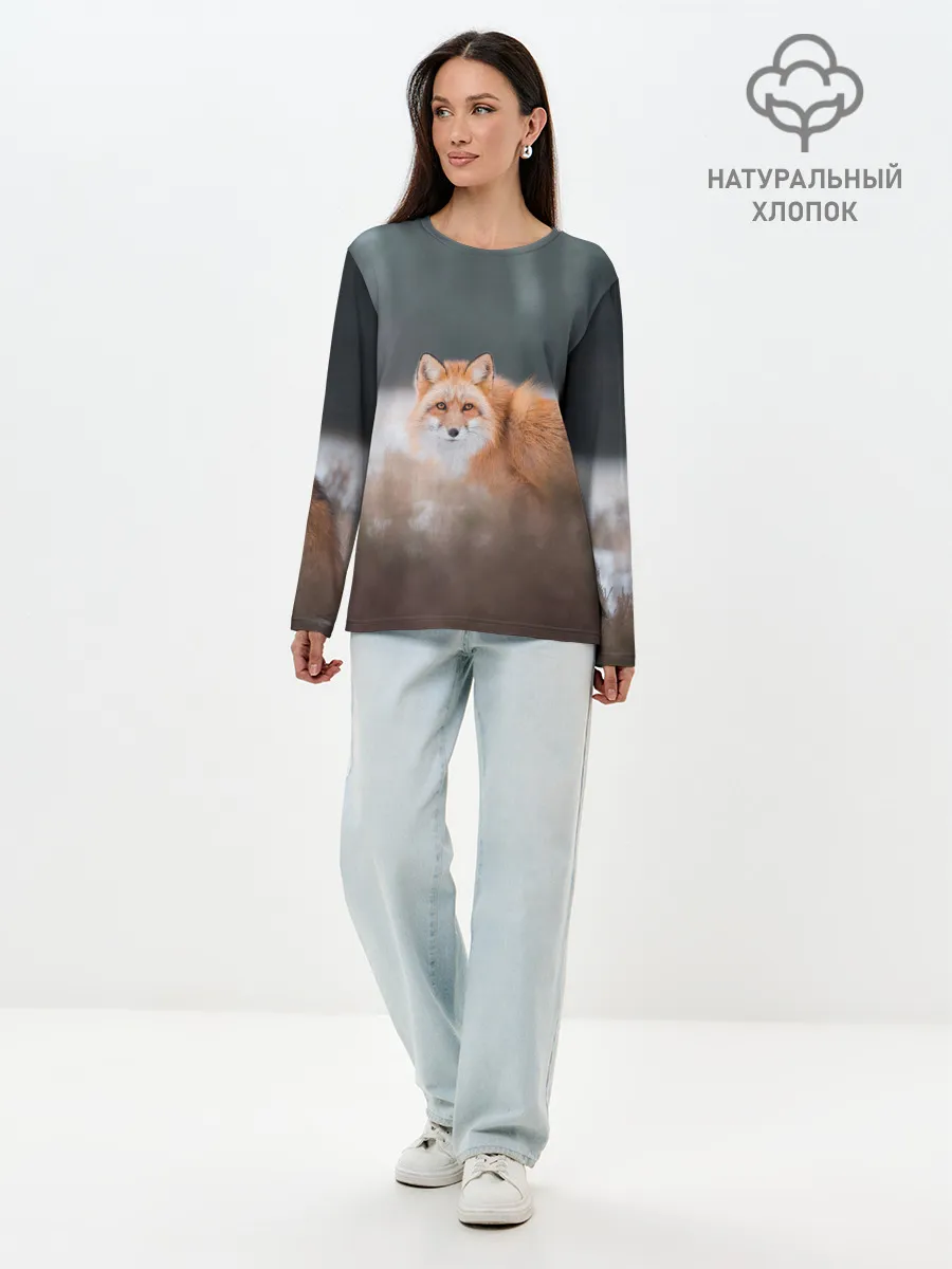 Лонгслив женский. Хлопок / Лиса